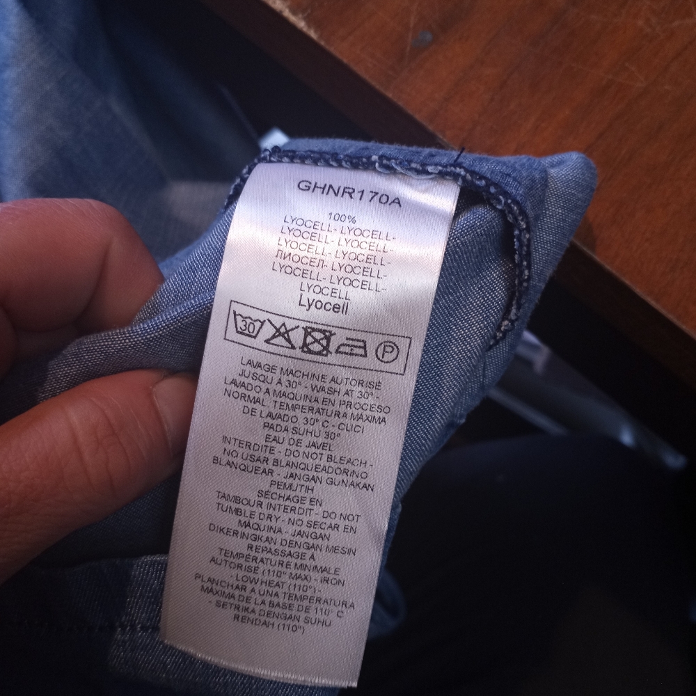 NAF NAF Chambray S/S Dress w/Ruffled Neckline - Picture 2 of 6